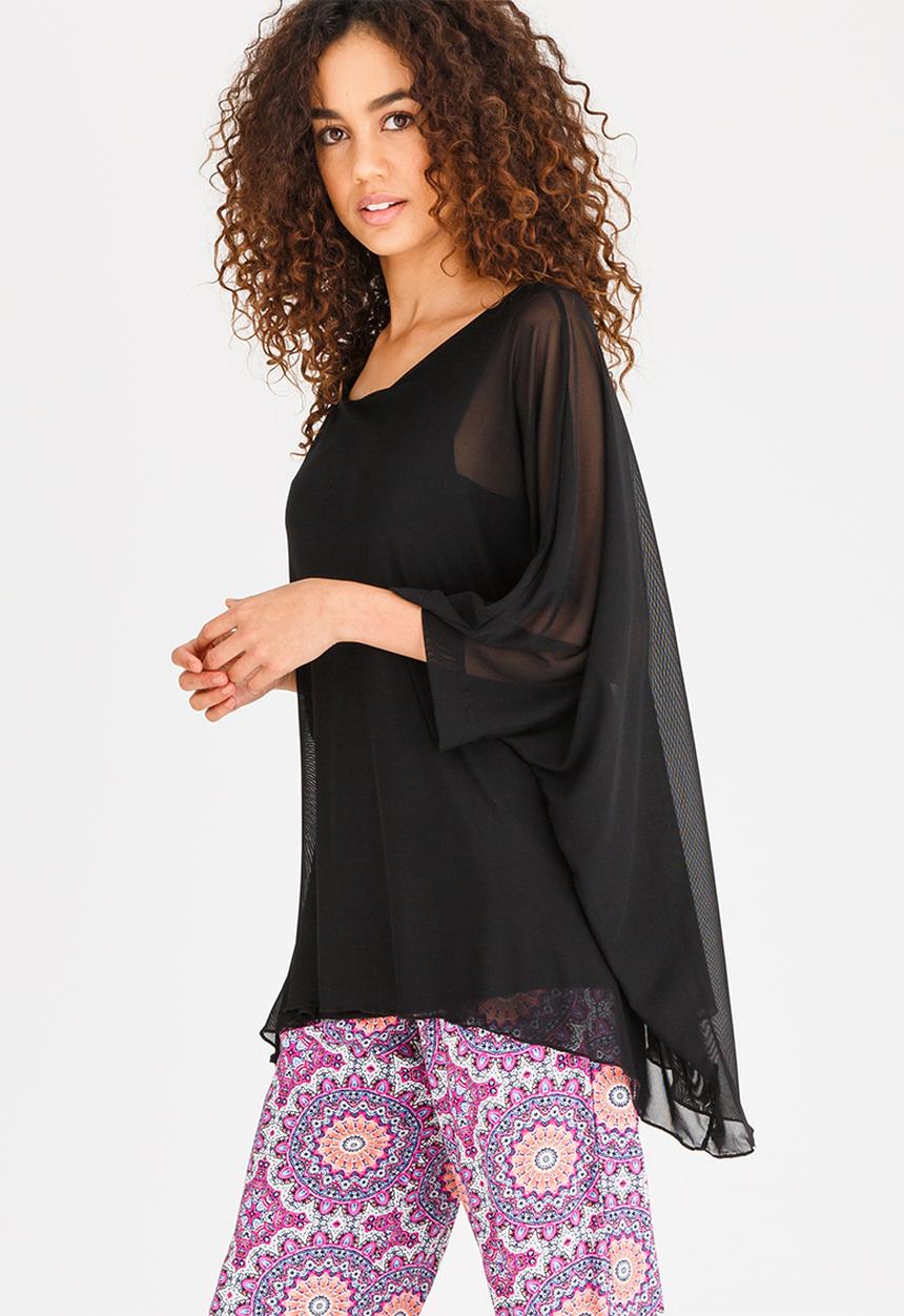 Slick - Sacha Mesh Overlay Top Multi-colour