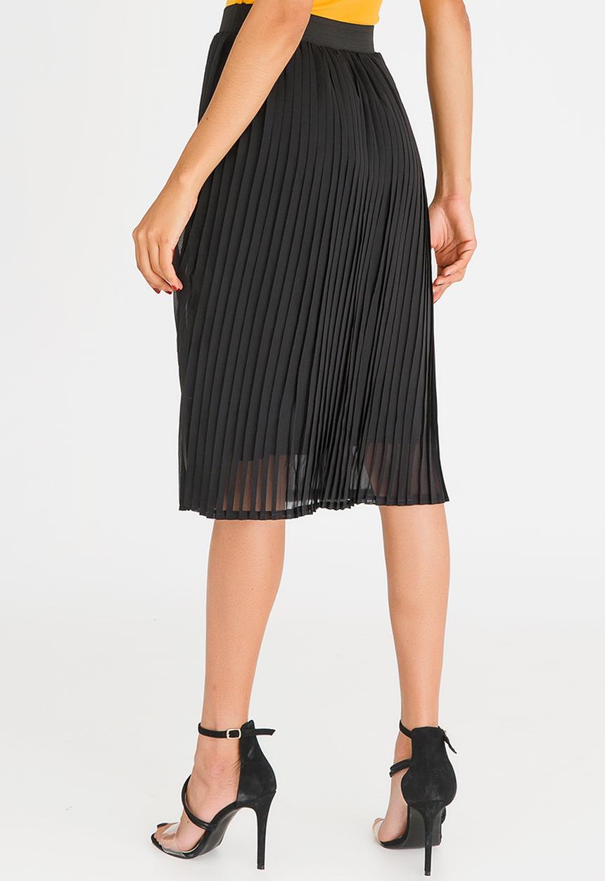 STYLE REPUBLIC - Pleated Midi Skirt Black