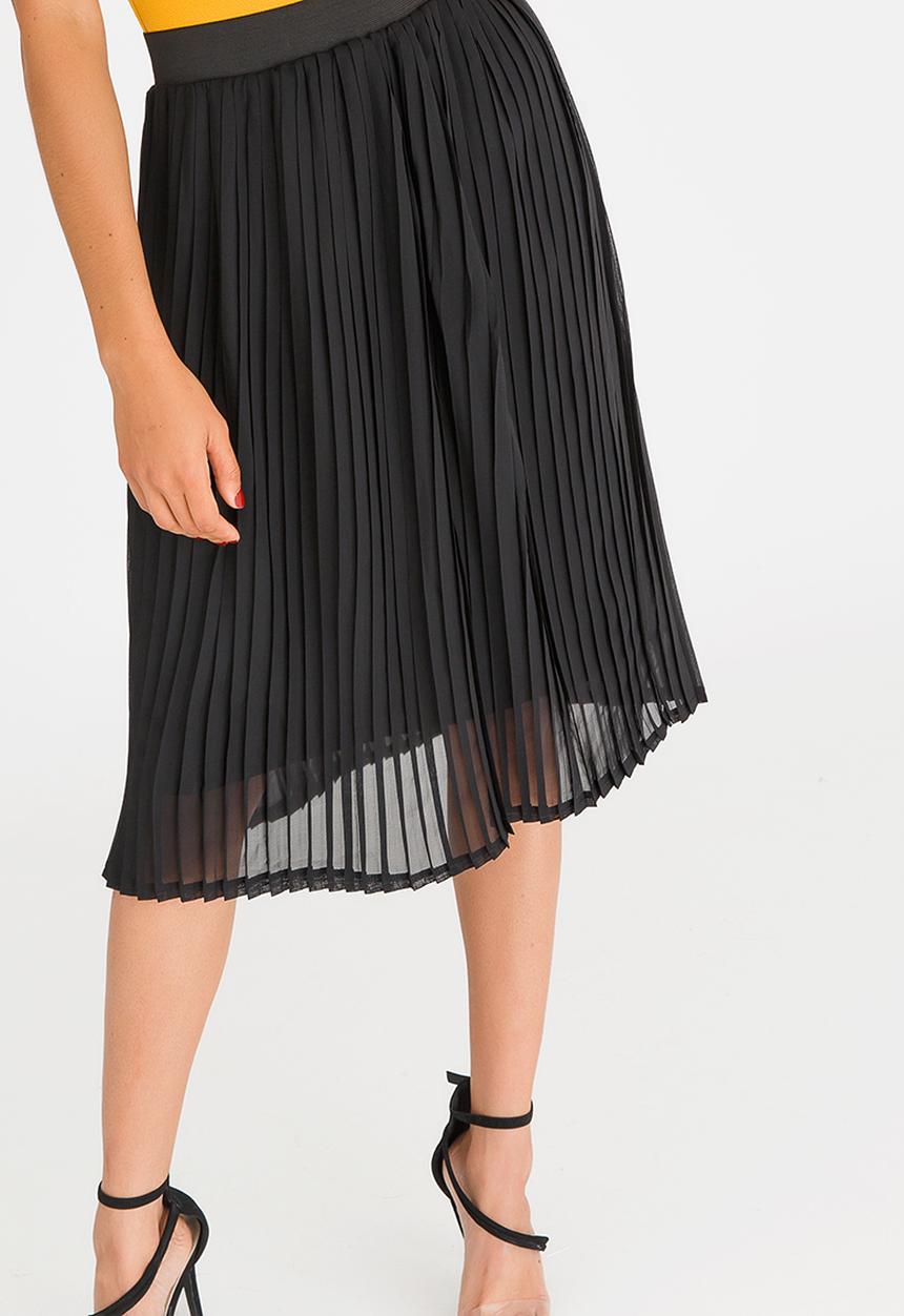 STYLE REPUBLIC - Pleated Midi Skirt Black