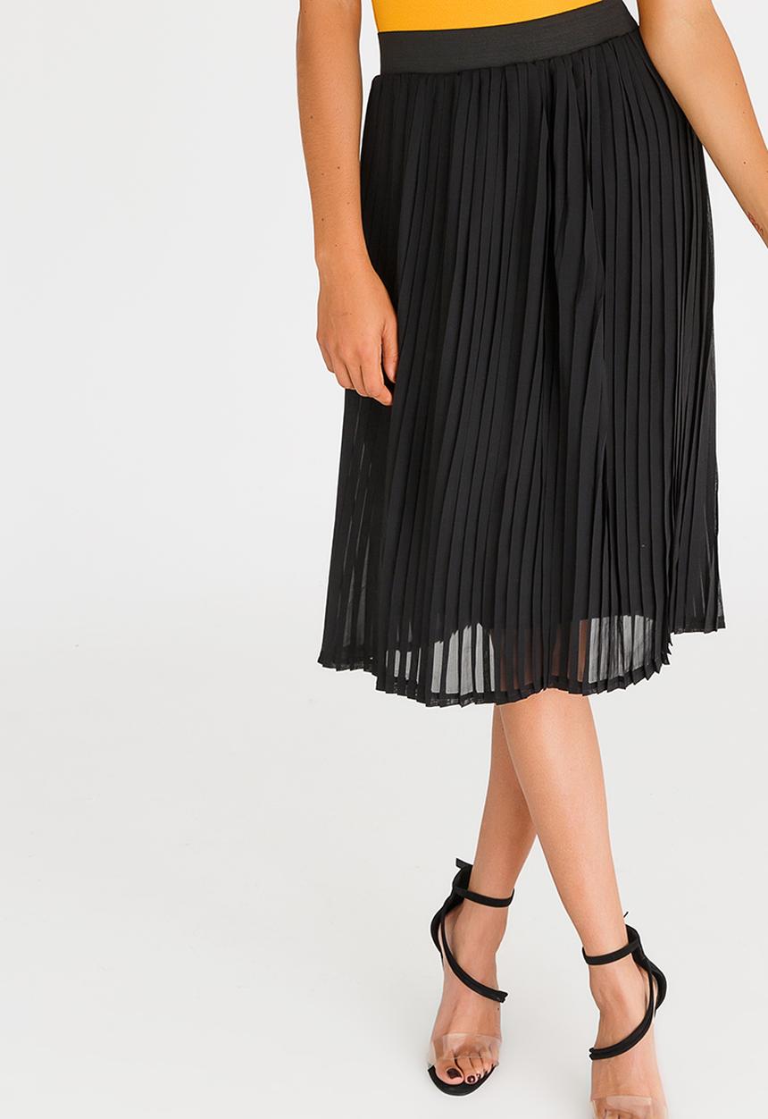 STYLE REPUBLIC - Pleated Midi Skirt Black