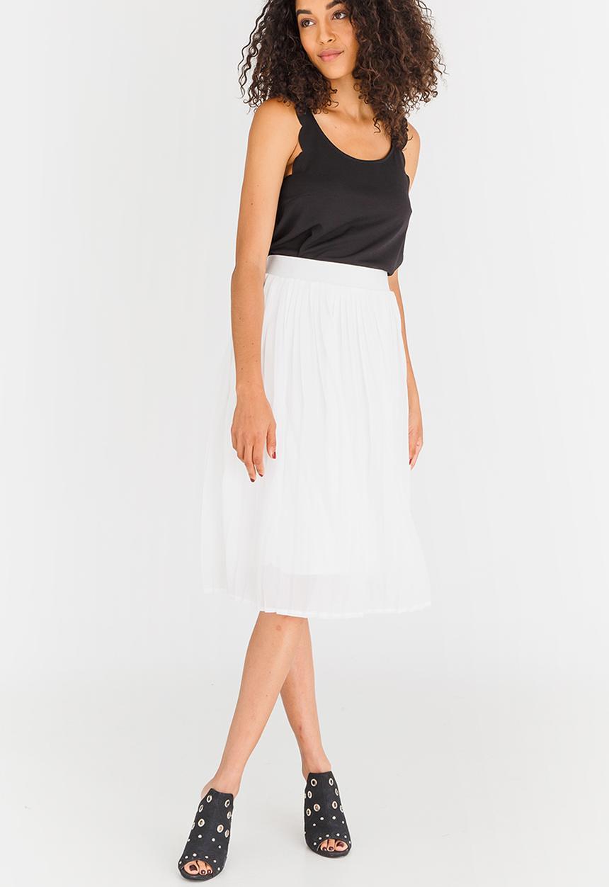 STYLE REPUBLIC - Pleated Midi Skirt Cream