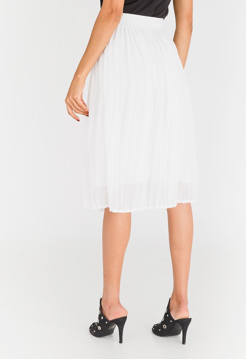 STYLE REPUBLIC - Pleated Midi Skirt Cream