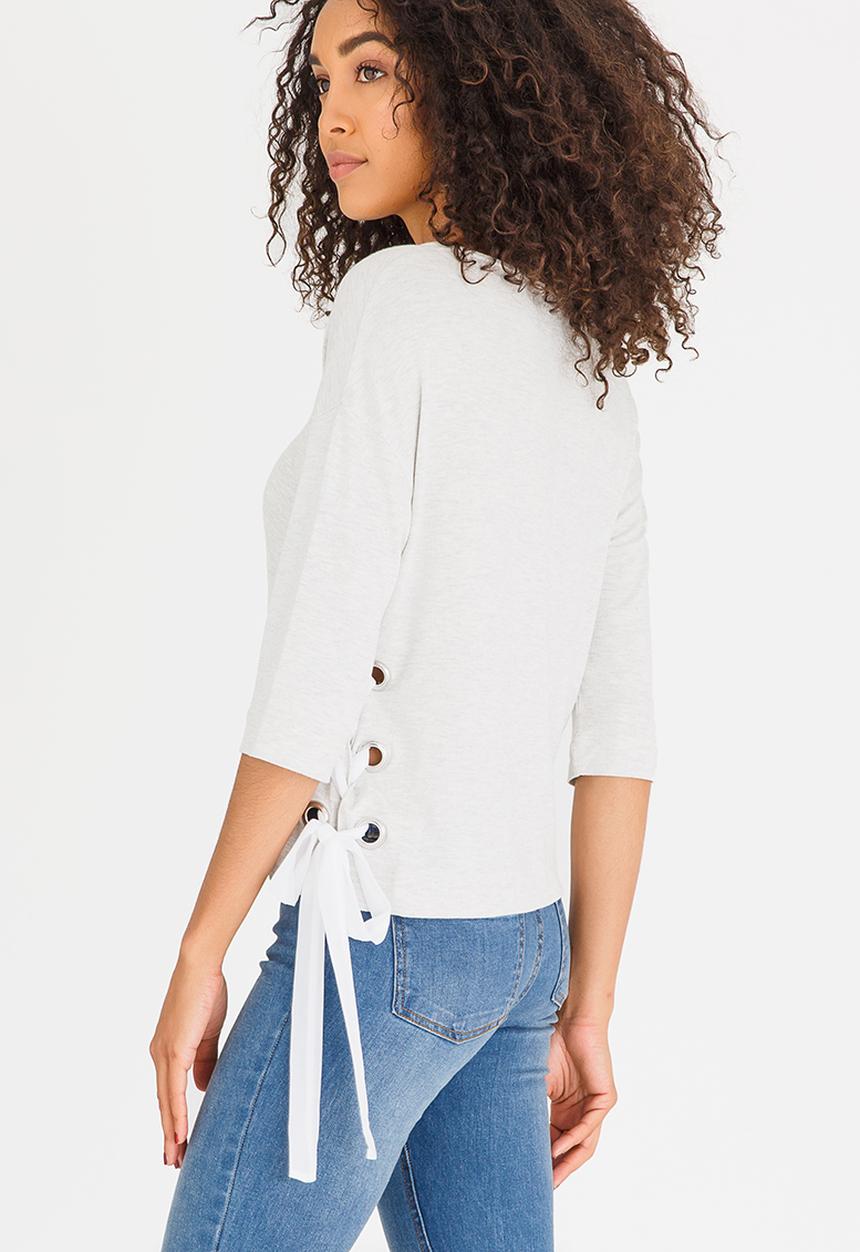 STYLE REPUBLIC - Lace-up T-shirt Grey