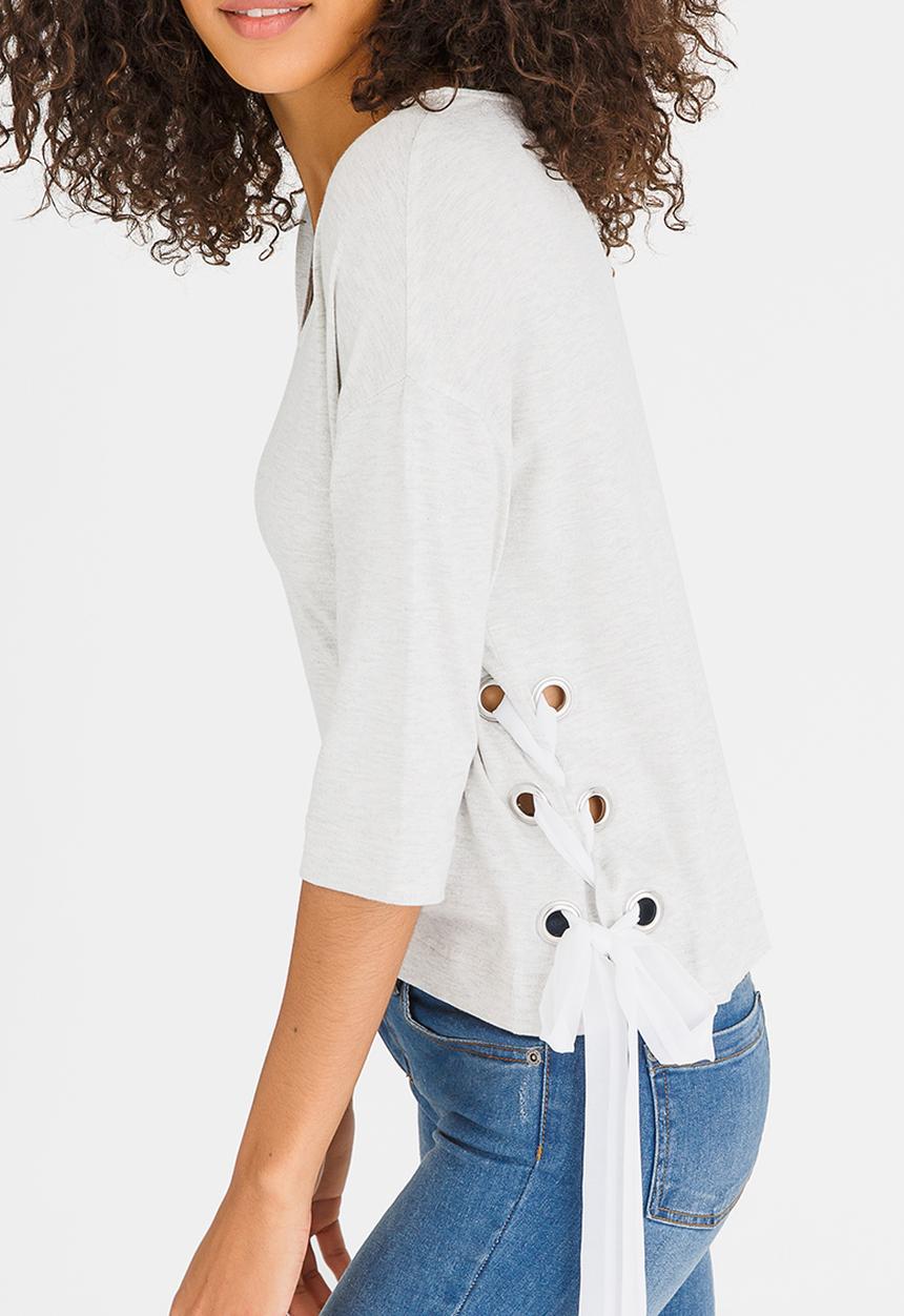 STYLE REPUBLIC - Lace-up T-shirt Grey