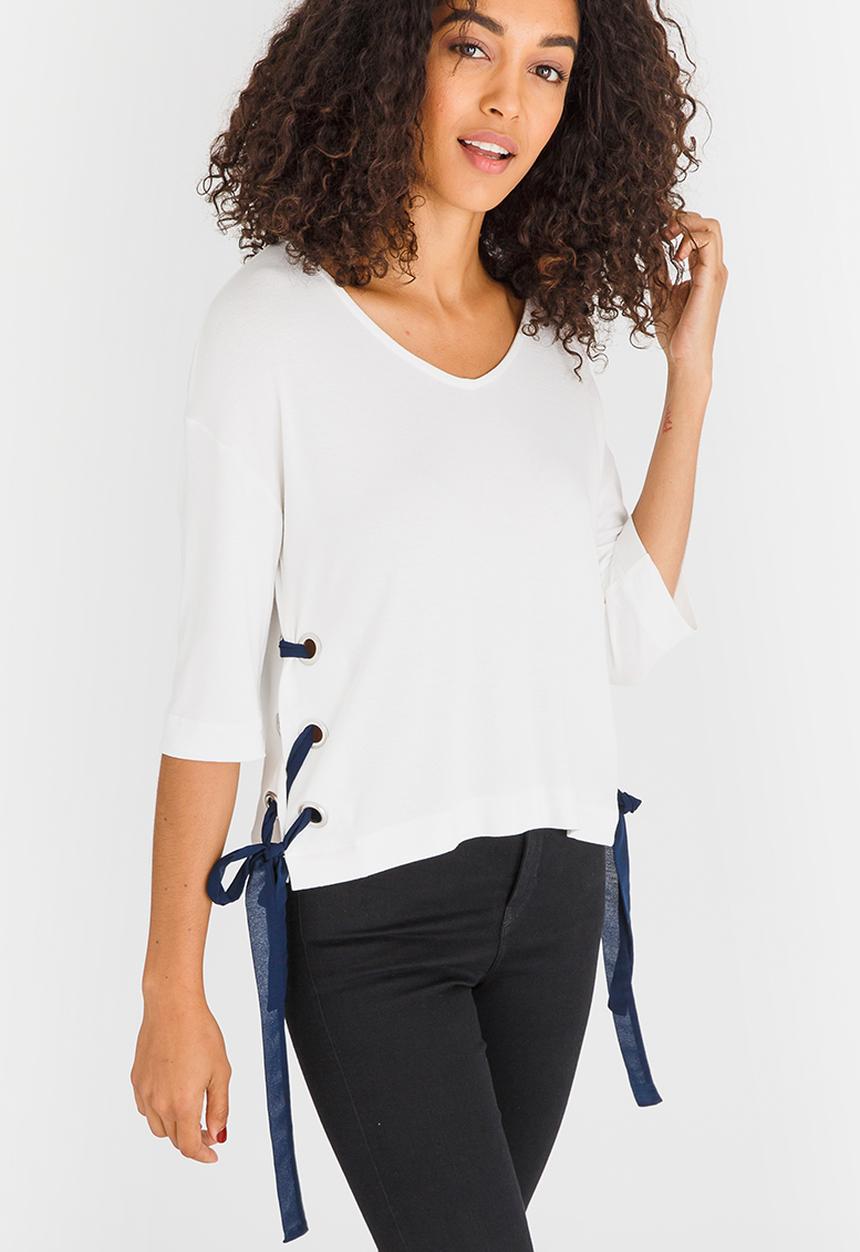 STYLE REPUBLIC - Lace-up T-shirt White