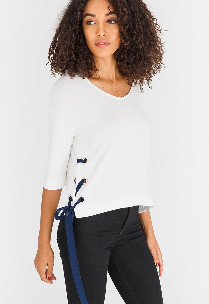STYLE REPUBLIC - Lace-up T-shirt White