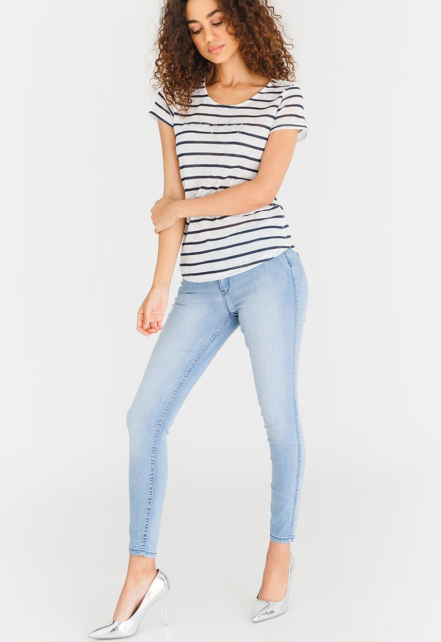 SISSY BOY - Striped Logo Tee Navy & White