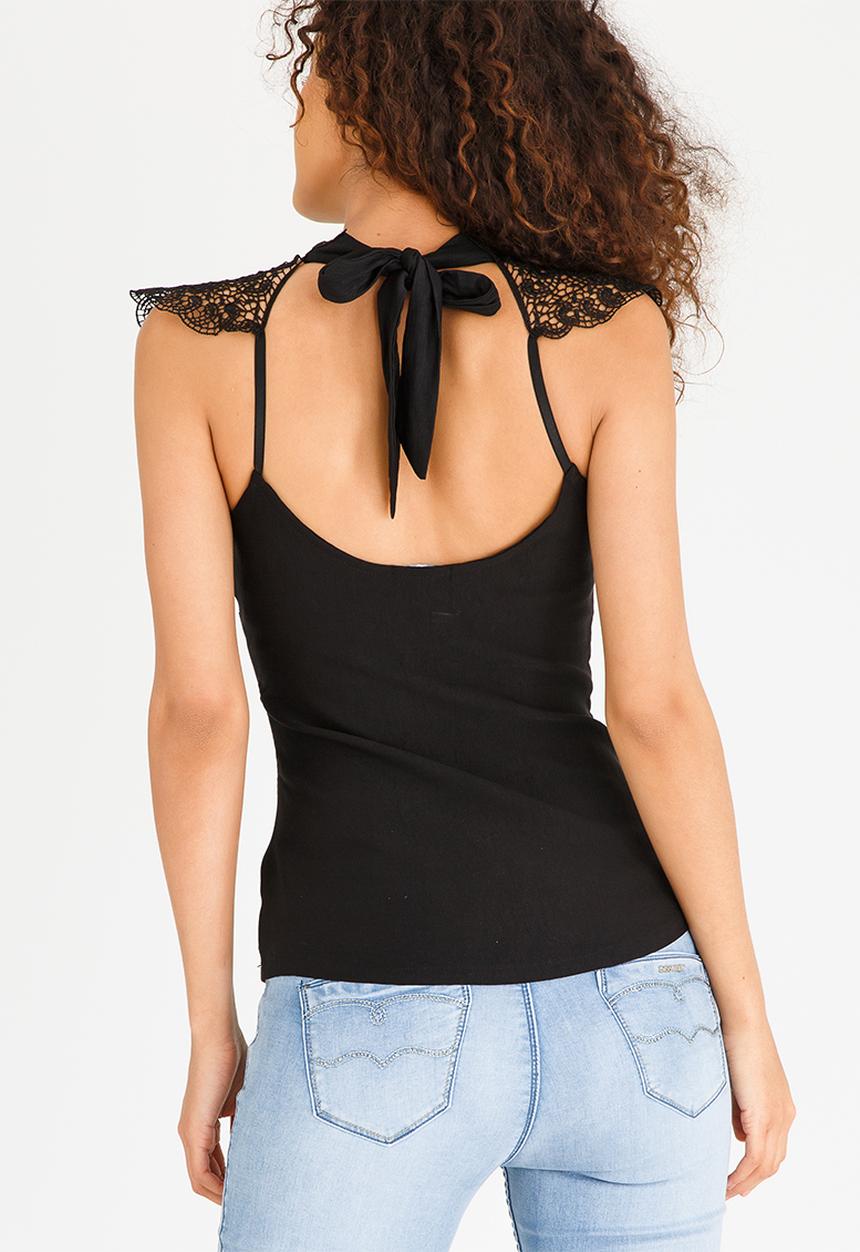 SISSY BOY - Fitted Top with Neck Motive Black