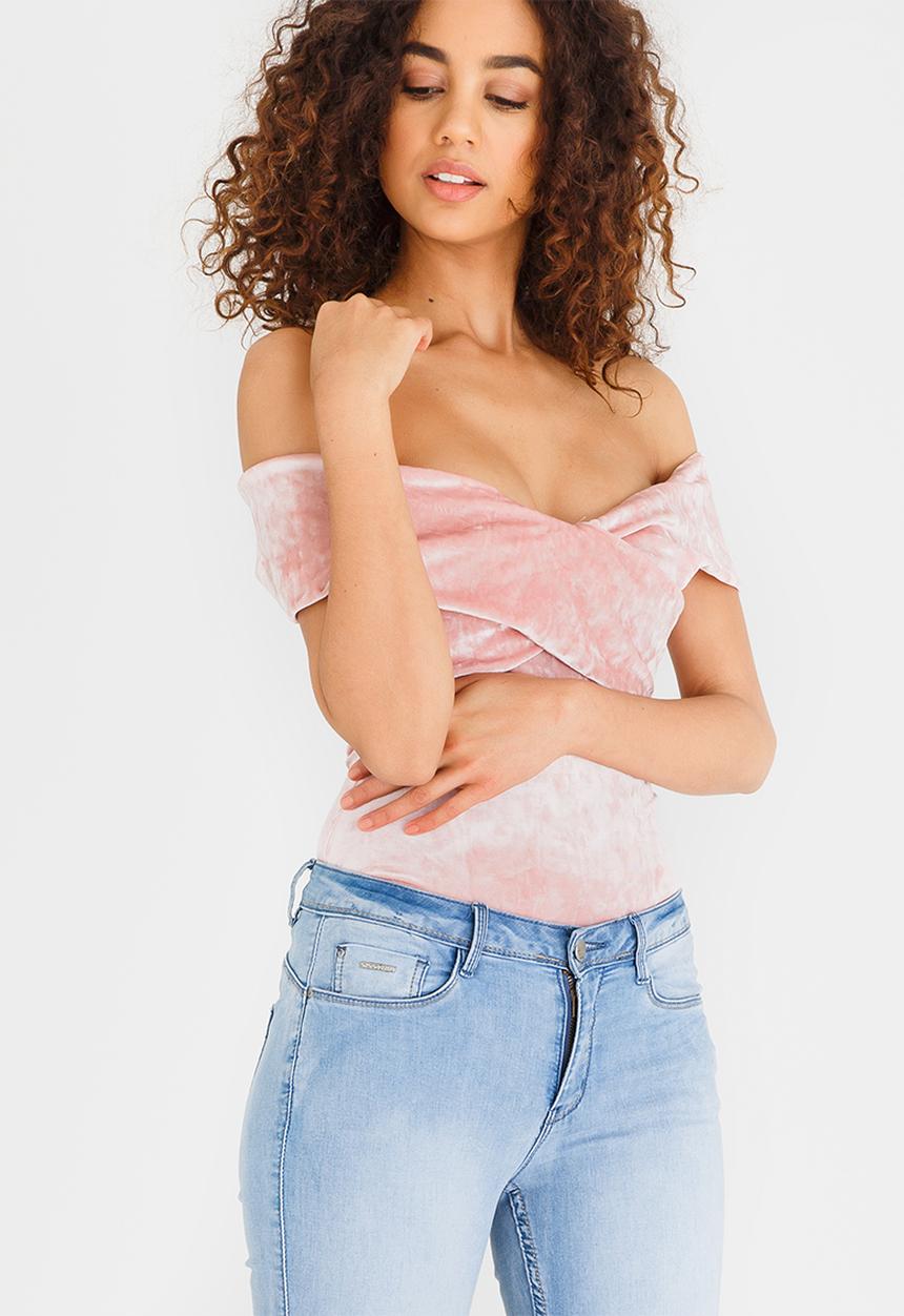 SISSY BOY - Velvet Bodysuit Pale Pink