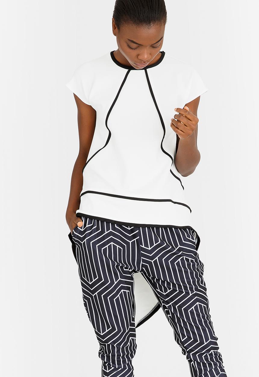 Leigh Schubert - Fruitbat Cap Sleeve Top Black and White