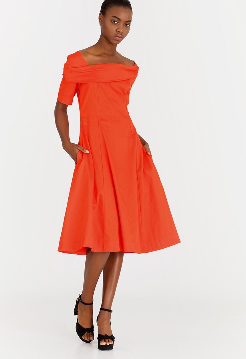 Leigh Schubert - Monarch Fit and Flare Dress Orange