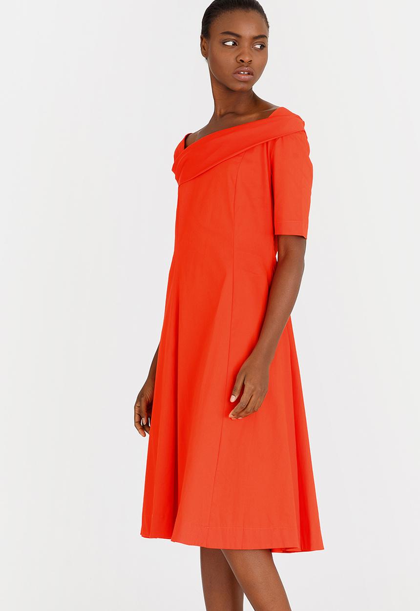 Leigh Schubert - Monarch Fit and Flare Dress Orange