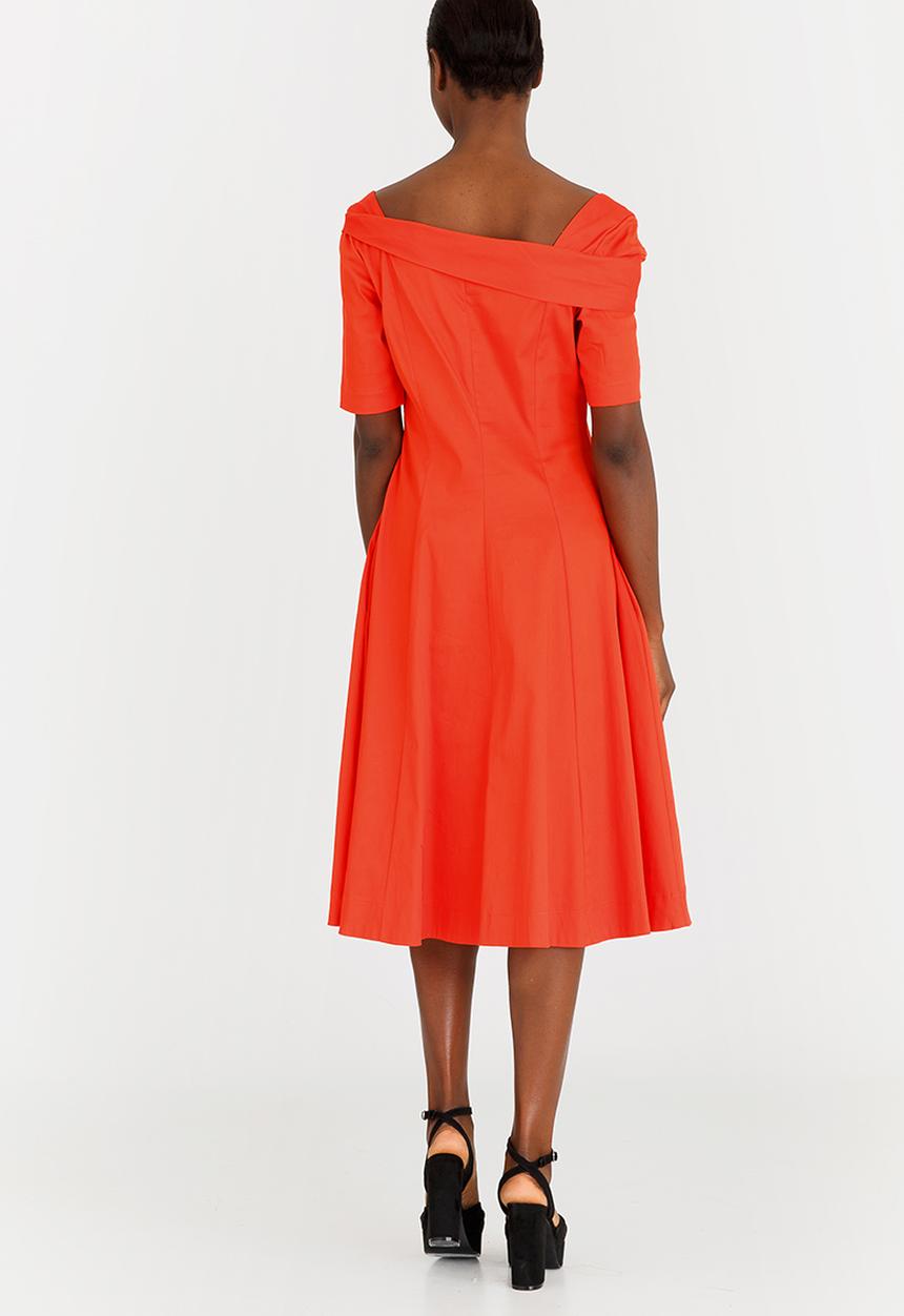 Leigh Schubert - Monarch Fit and Flare Dress Orange