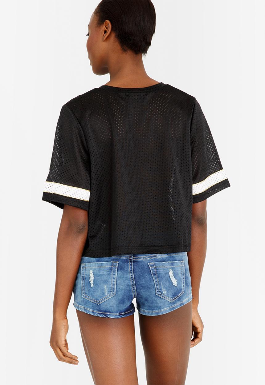 Brave Soul - Mesh Tee with Print Black