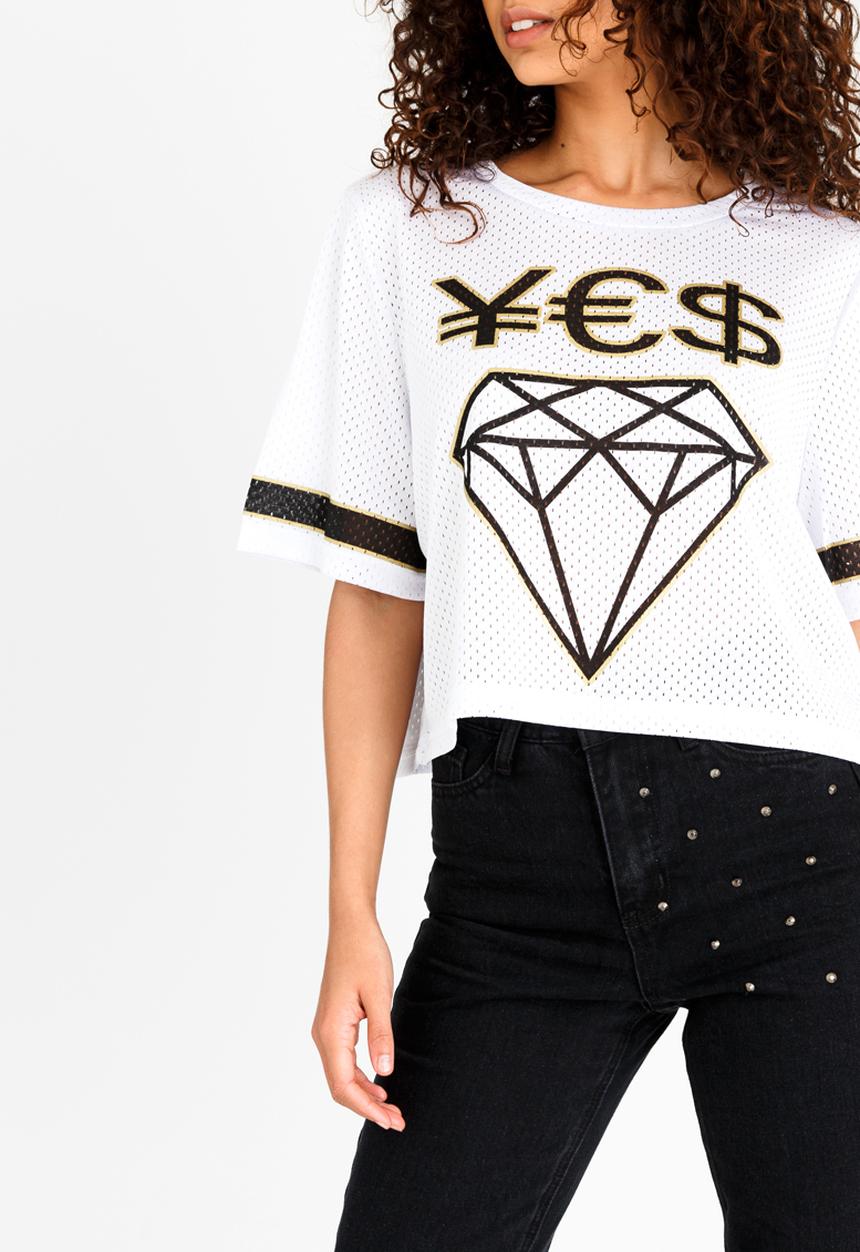 Brave Soul - Mesh Tee with Print White