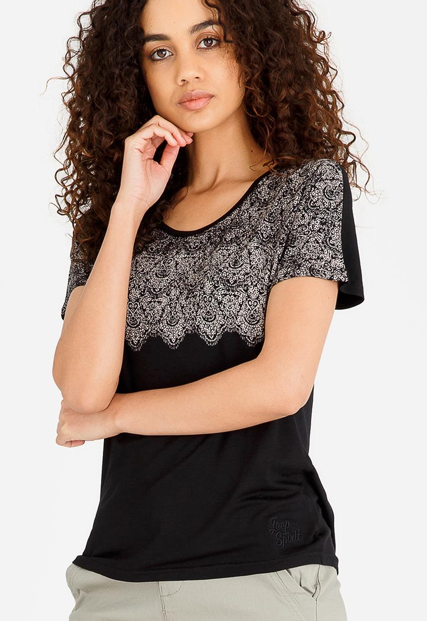 JEEP - Printed Fashion Top Black