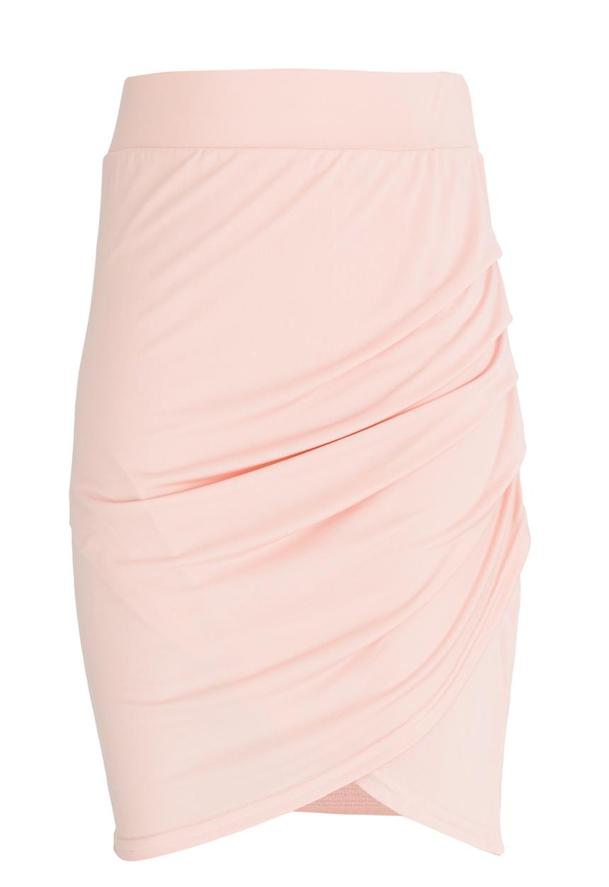 Rebel Republic - Bodycon Skirt with Side Pleats Mid Pink