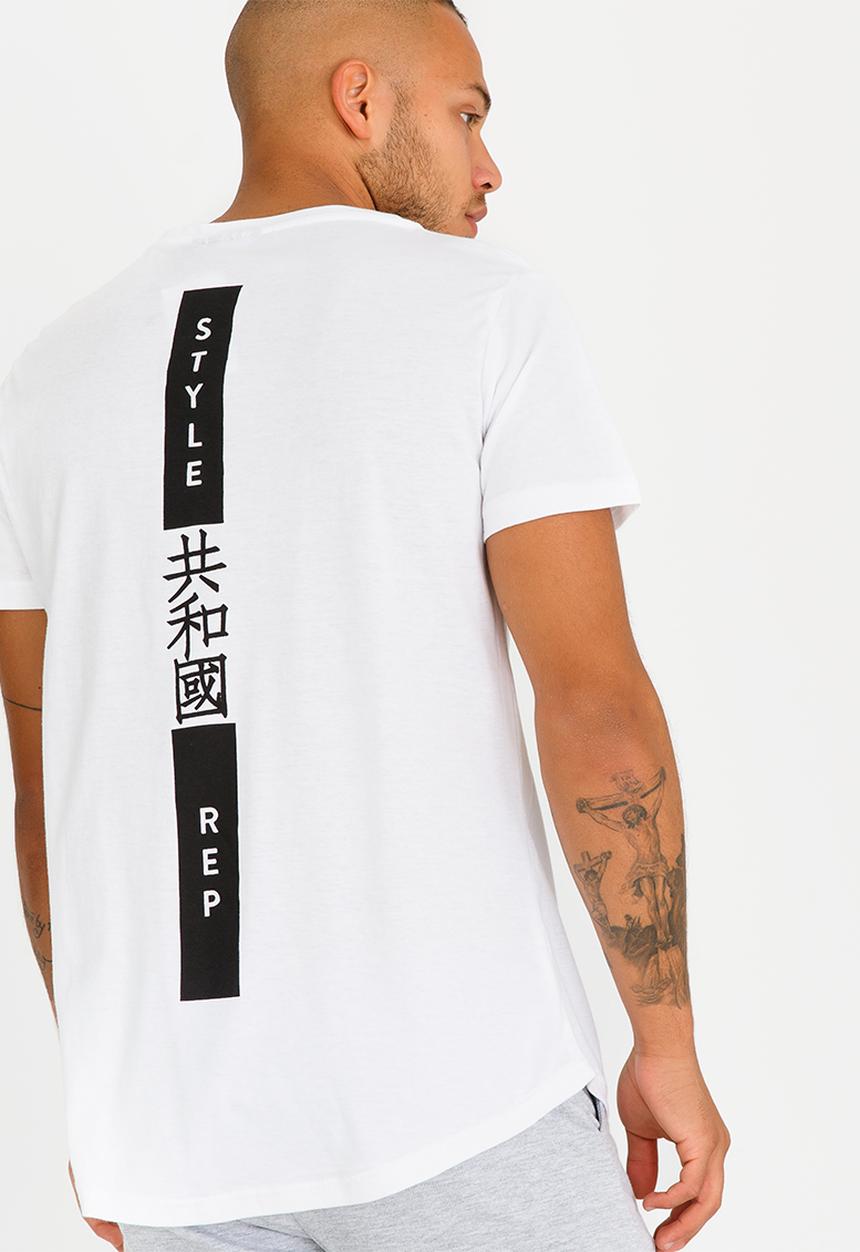 STYLE REPUBLIC - Bong Longer Length Printed Tee White