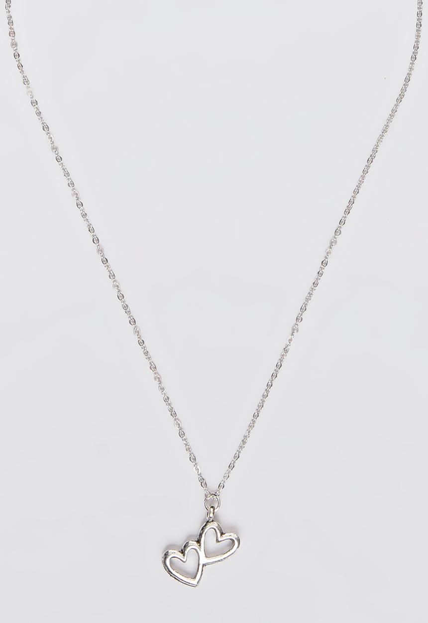 Jewels and Lace - Double Love Necklace  Silver