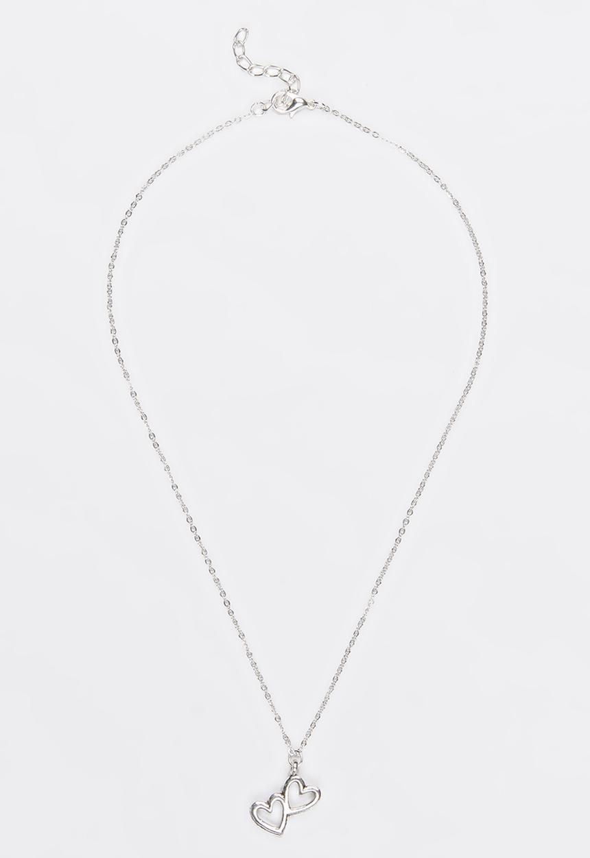 Jewels and Lace - Double Love Necklace  Silver