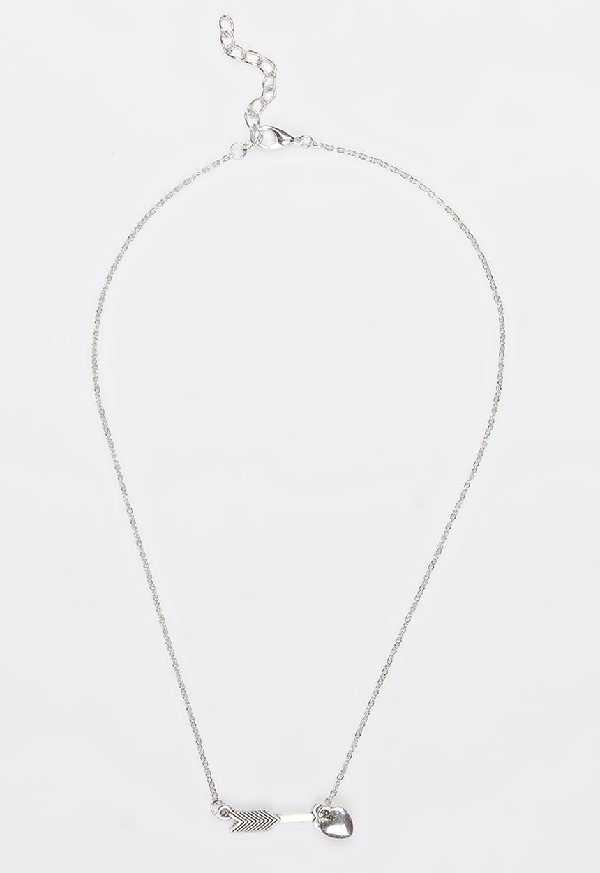 Jewels and Lace - Arrow Heart Necklace Silver
