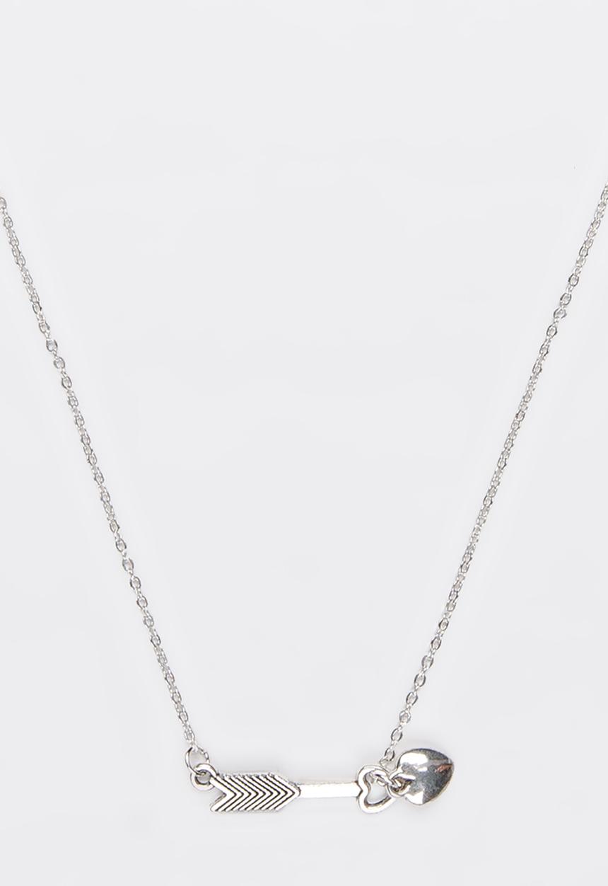 Jewels and Lace - Arrow Heart Necklace Silver