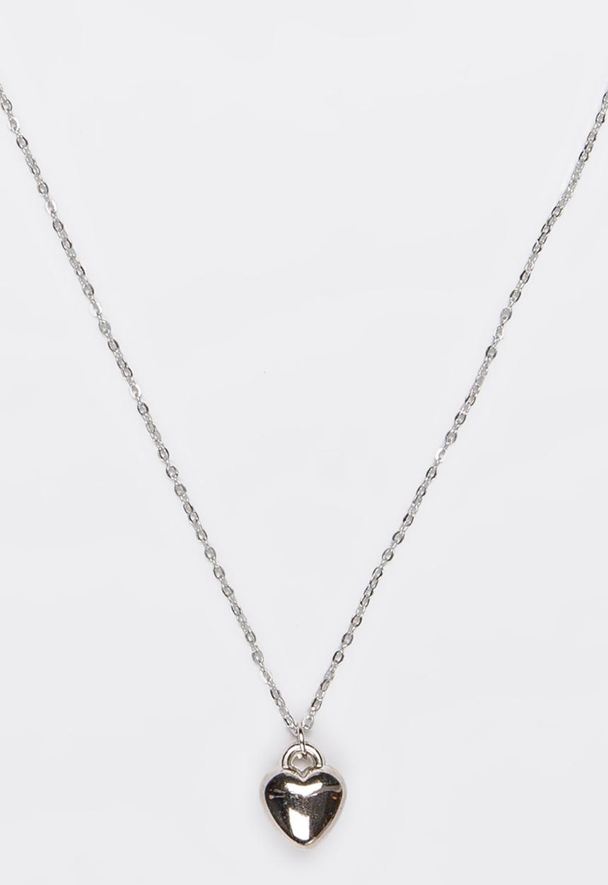 Jewels and Lace - Heart Charm Necklace Silver