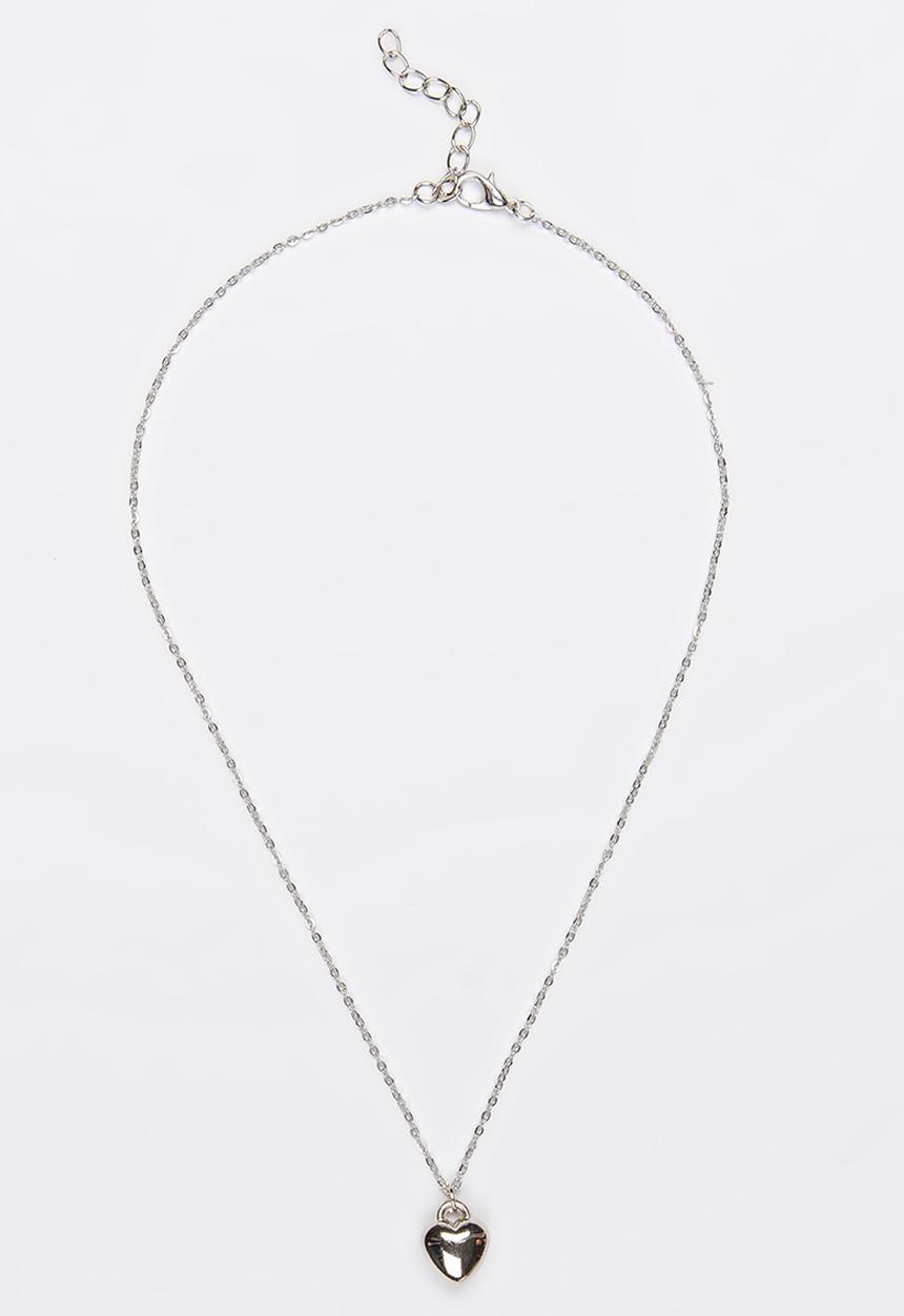 Jewels and Lace - Heart Charm Necklace Silver