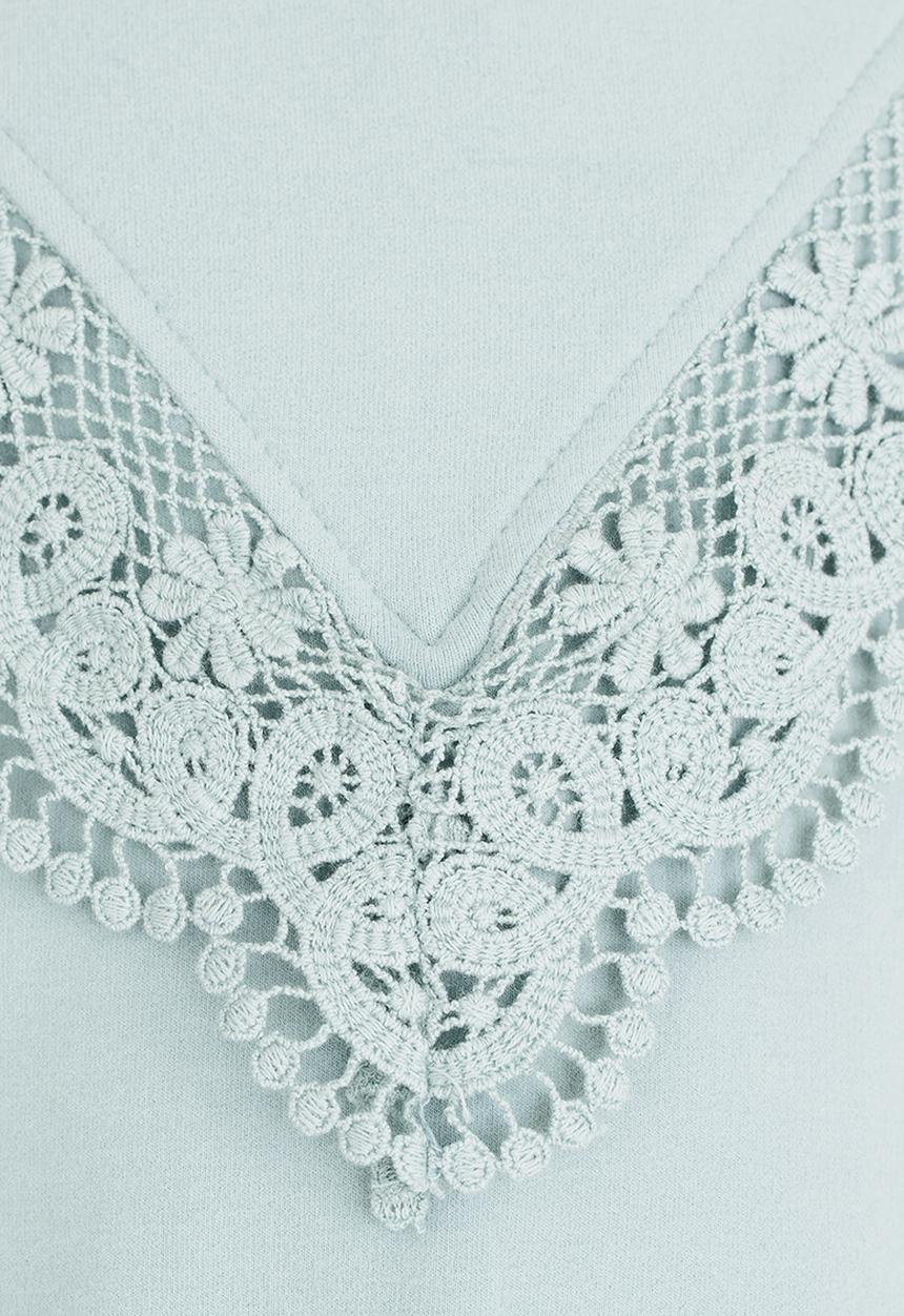 Pop Candy - Lace Trim Sweater Mint