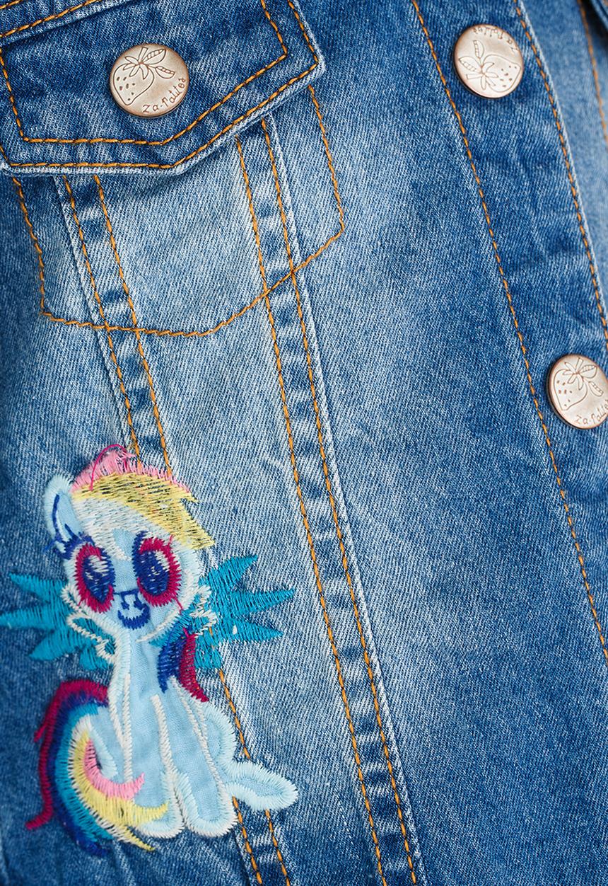 Pop Candy - Embroidered Denim Jacket Blue