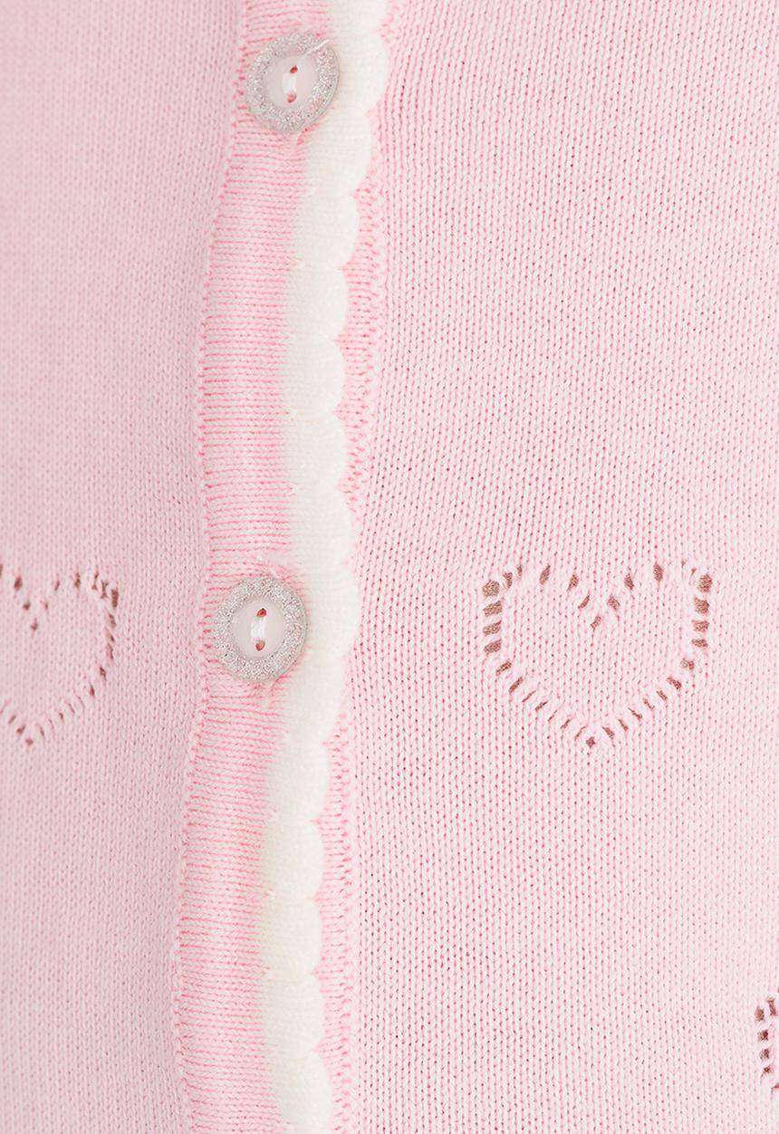 Pop Candy - Heart Pointelle Cardigan Pale Pink