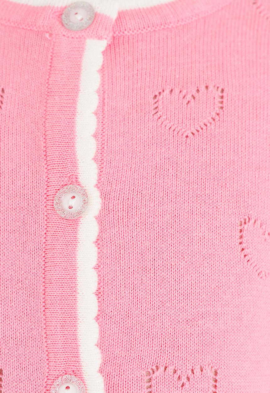 Pop Candy - Heart Pointelle Cardigan Dark Pink