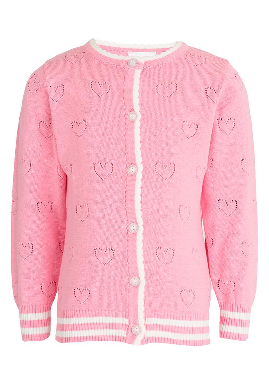 Pop Candy - Heart Pointelle Cardigan Dark Pink