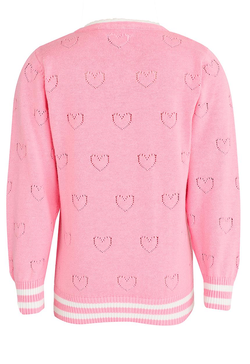 Pop Candy - Heart Pointelle Cardigan Dark Pink