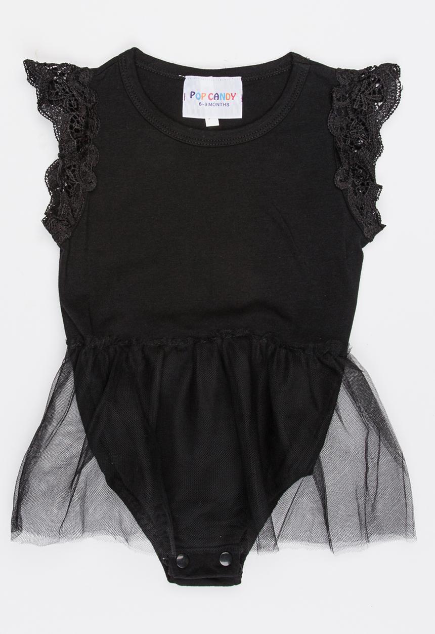 Pop Candy - Sleeveless Tulle Romper Black