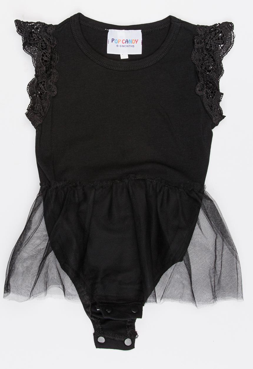 Pop Candy - Sleeveless Tulle Romper Black