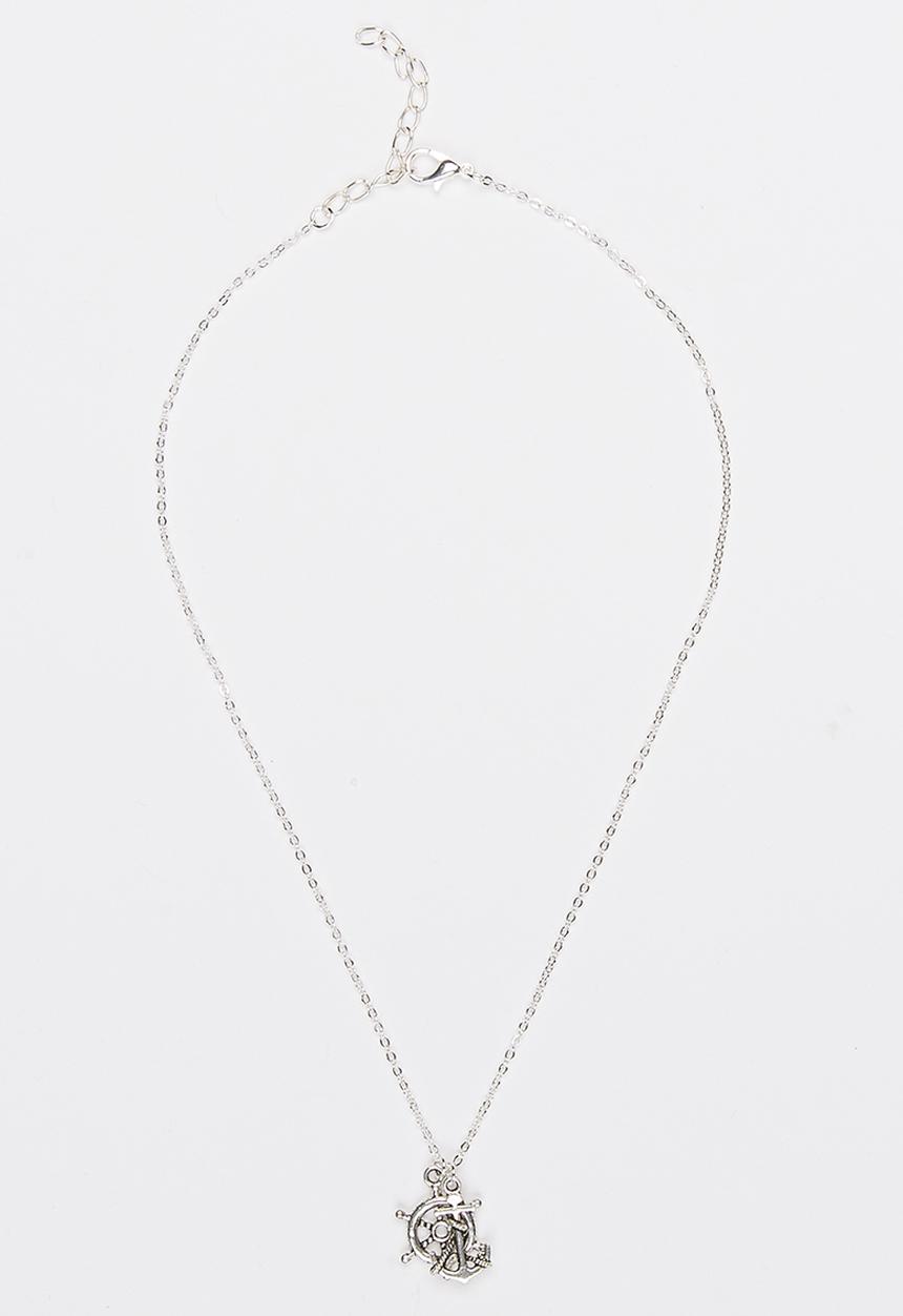 Jewels and Lace - Anchor and Wheel Charm Necklace Silver