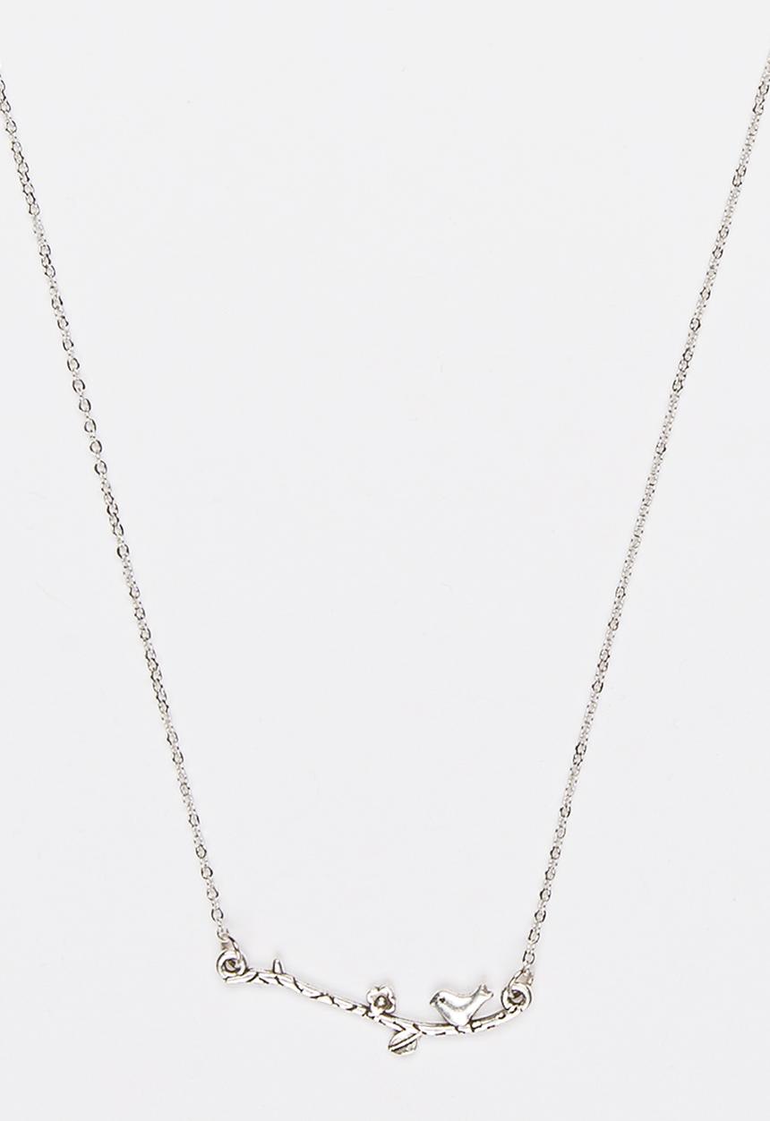 Jewels and Lace - Floating Bird Necklace Silver