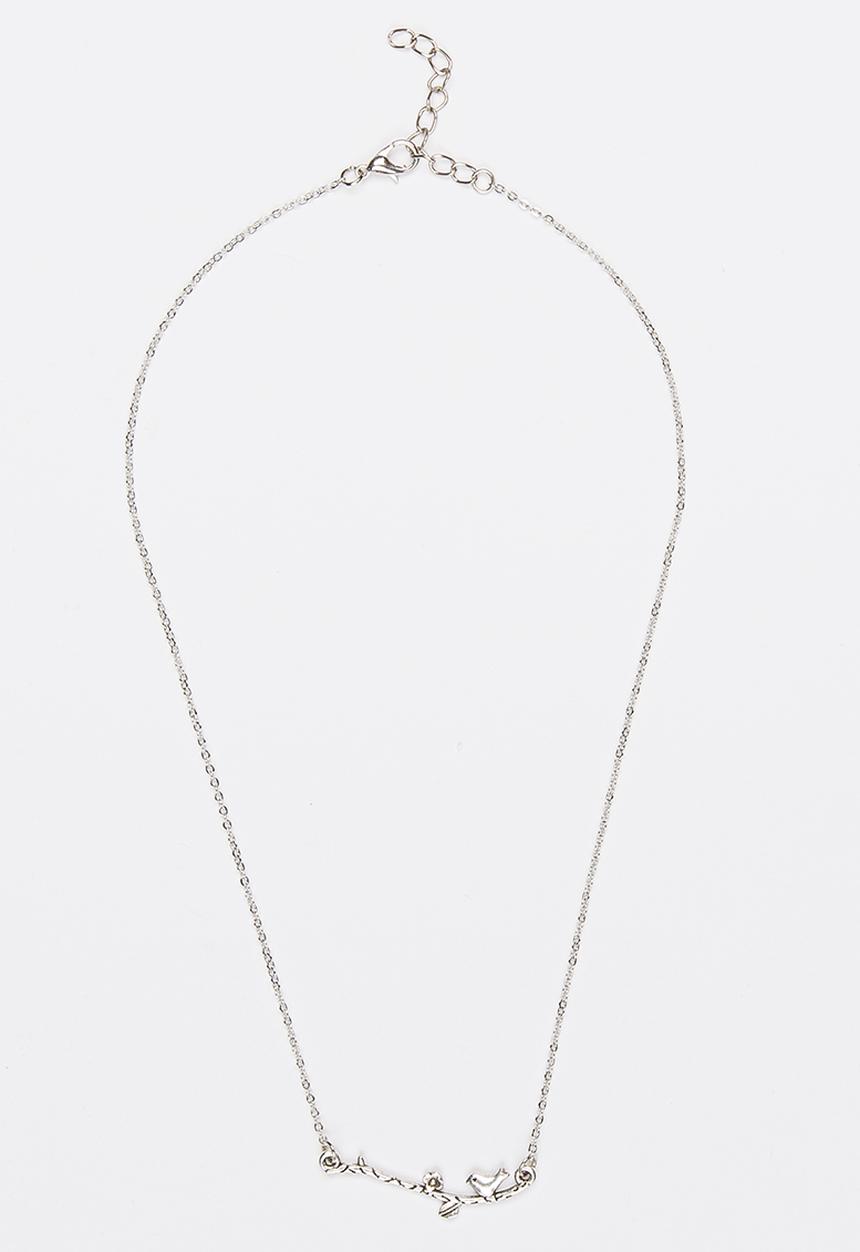 Jewels and Lace - Floating Bird Necklace Silver