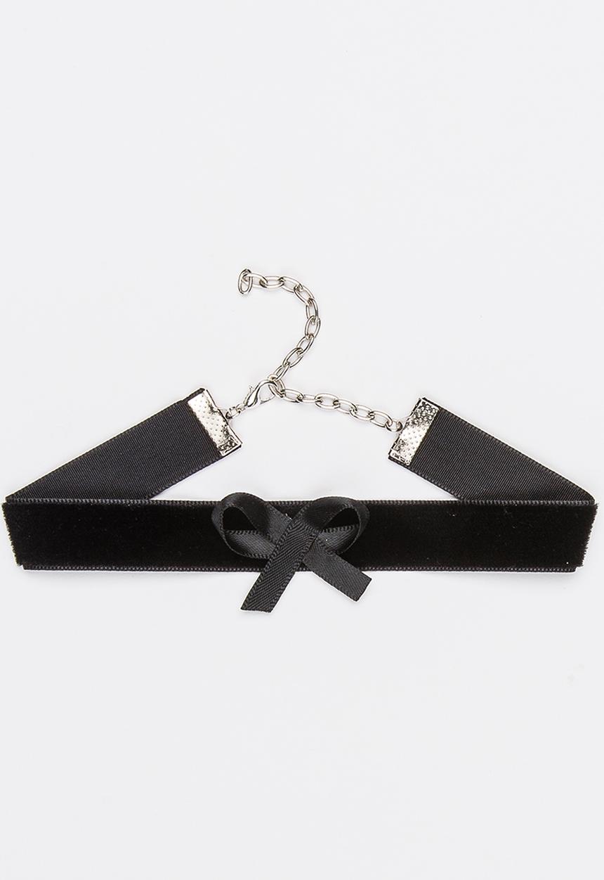 Jewels and Lace - Velvet Bow Choker Black