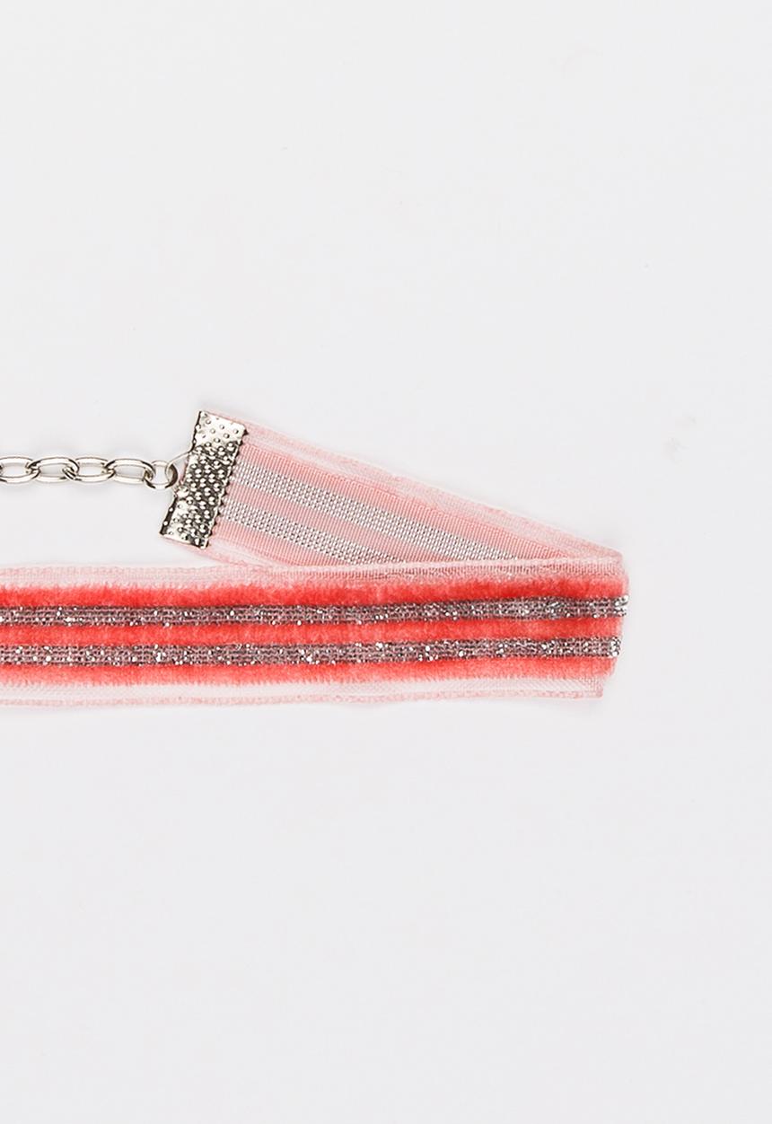 Jewels and Lace - Velvet Lurex Chocker Mid Pink