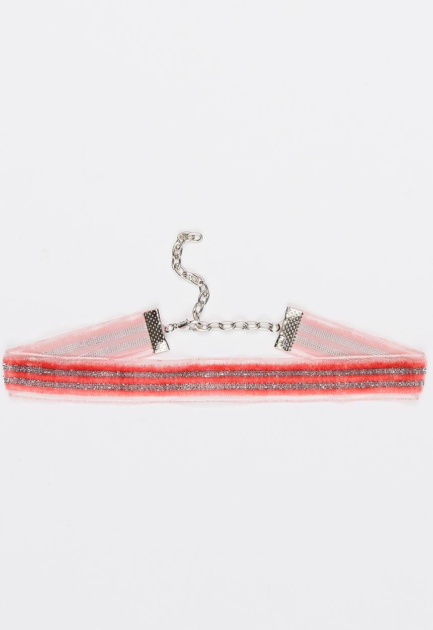 Jewels and Lace - Velvet Lurex Chocker Mid Pink
