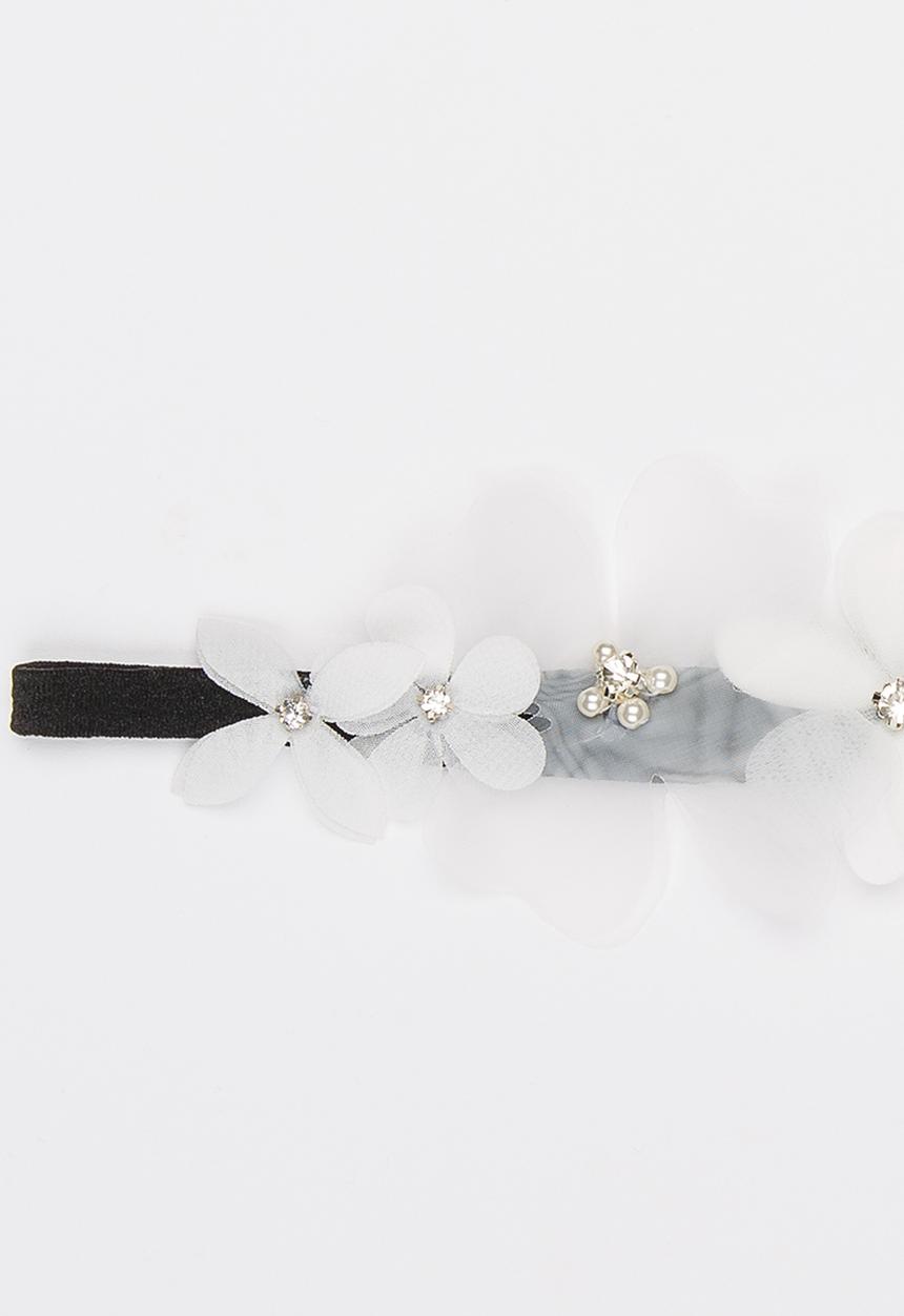 Jewels and Lace - Laser - Cut Flower Headband Black and White