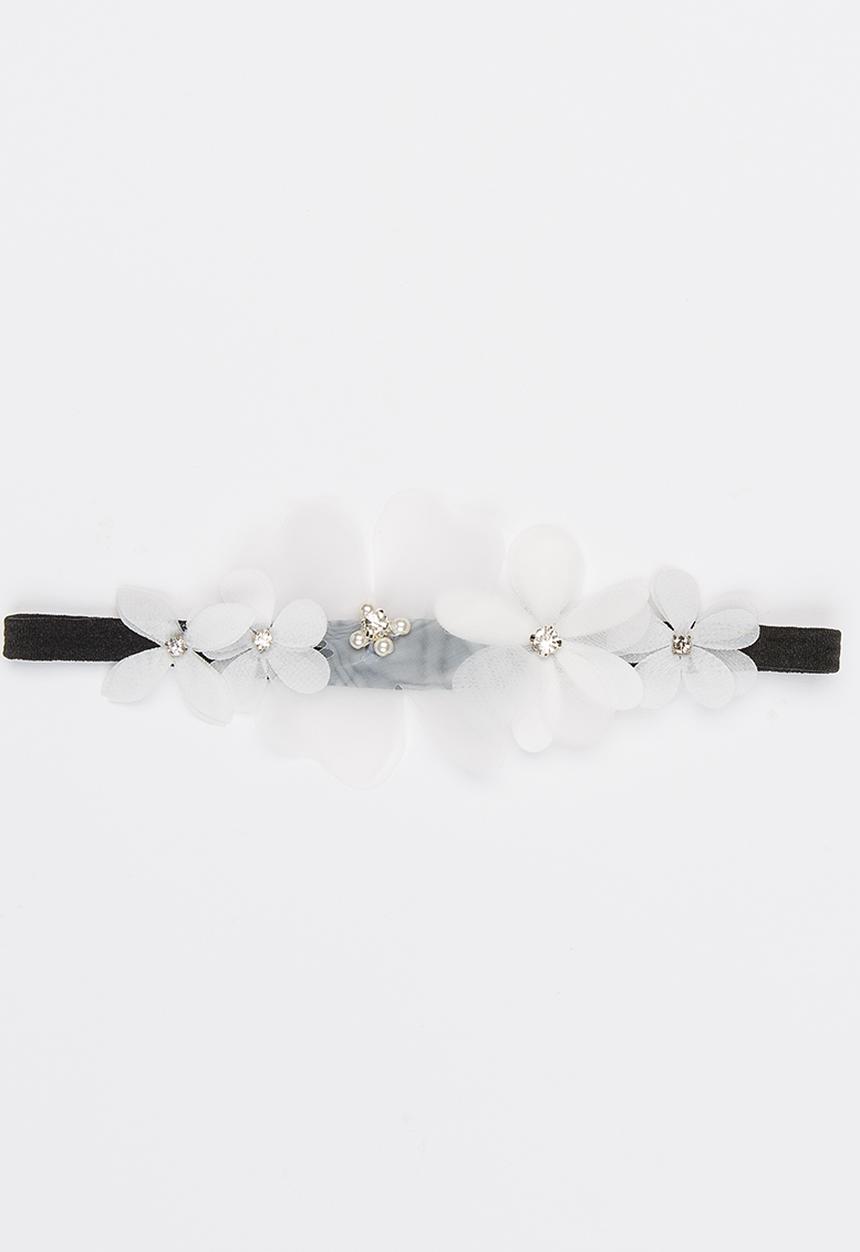 Jewels and Lace - Laser - Cut Flower Headband Black and White