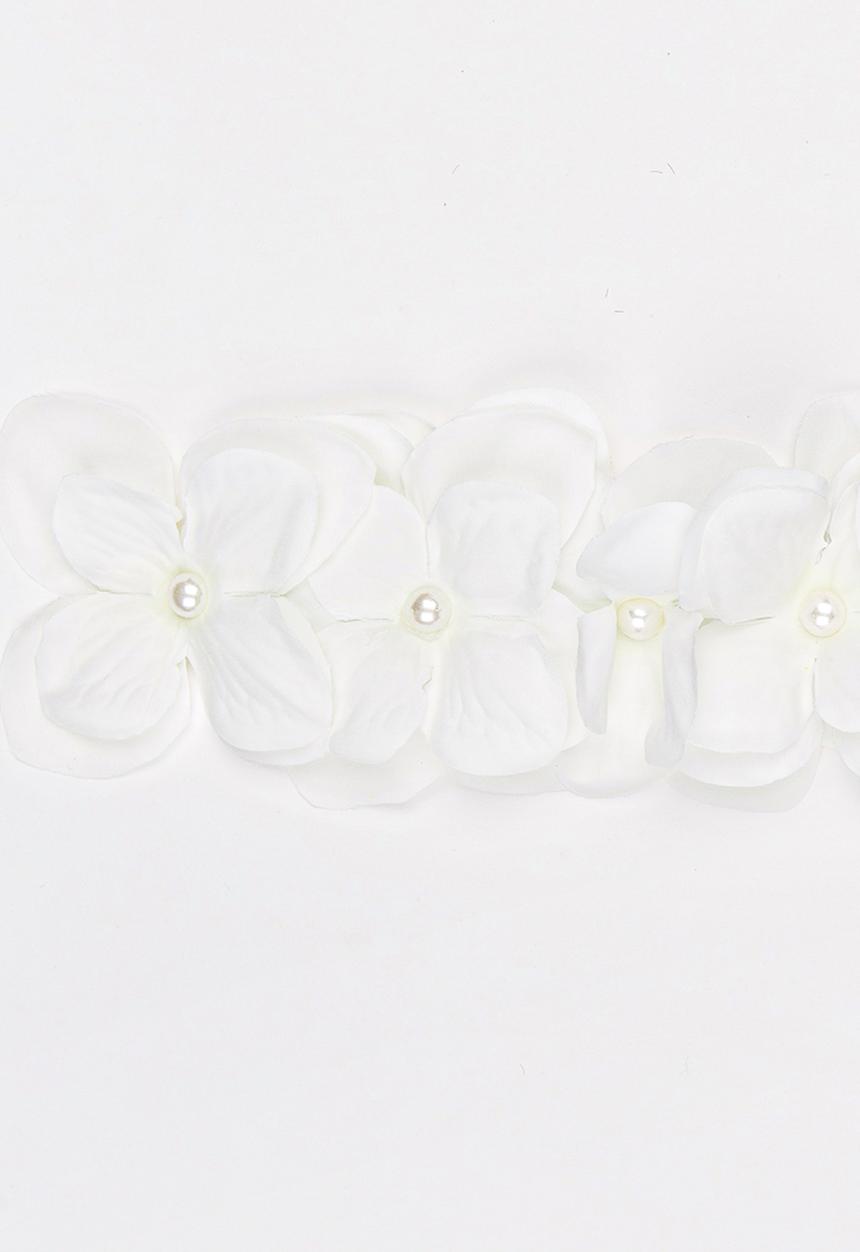 Jewels and Lace - Flower Headband Off White