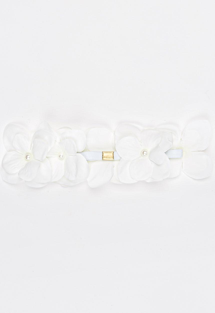 Jewels and Lace - Flower Headband Off White