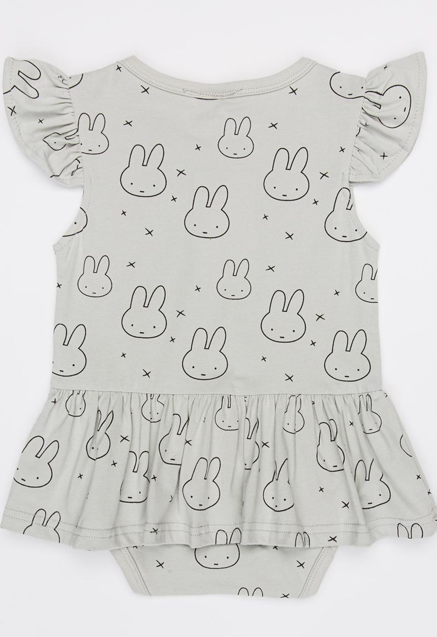 Pop Candy - Bunny Print Romper Dress Grey