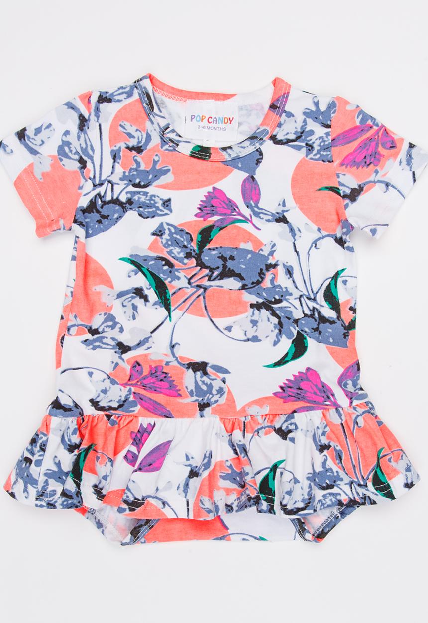 Pop Candy - Printed Romper Dress Multi-colour
