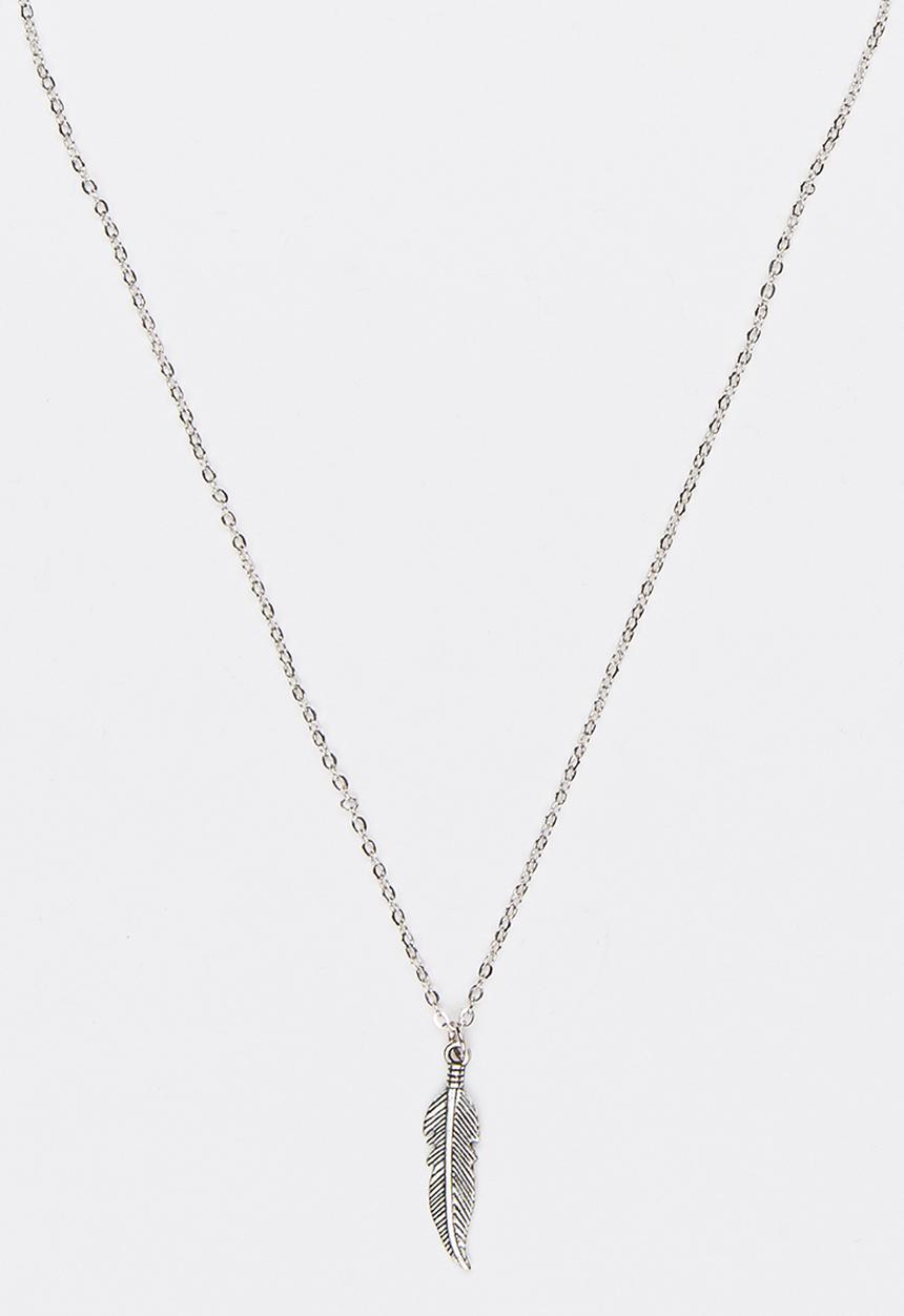 Jewels and Lace - Feather Necklace  Silver
