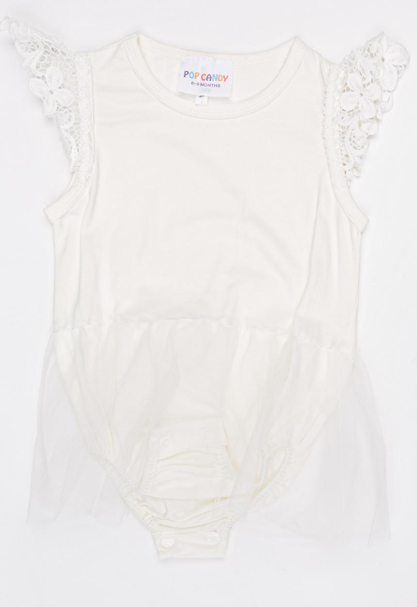 Pop Candy - Sleeveless Tulle Romper Off White